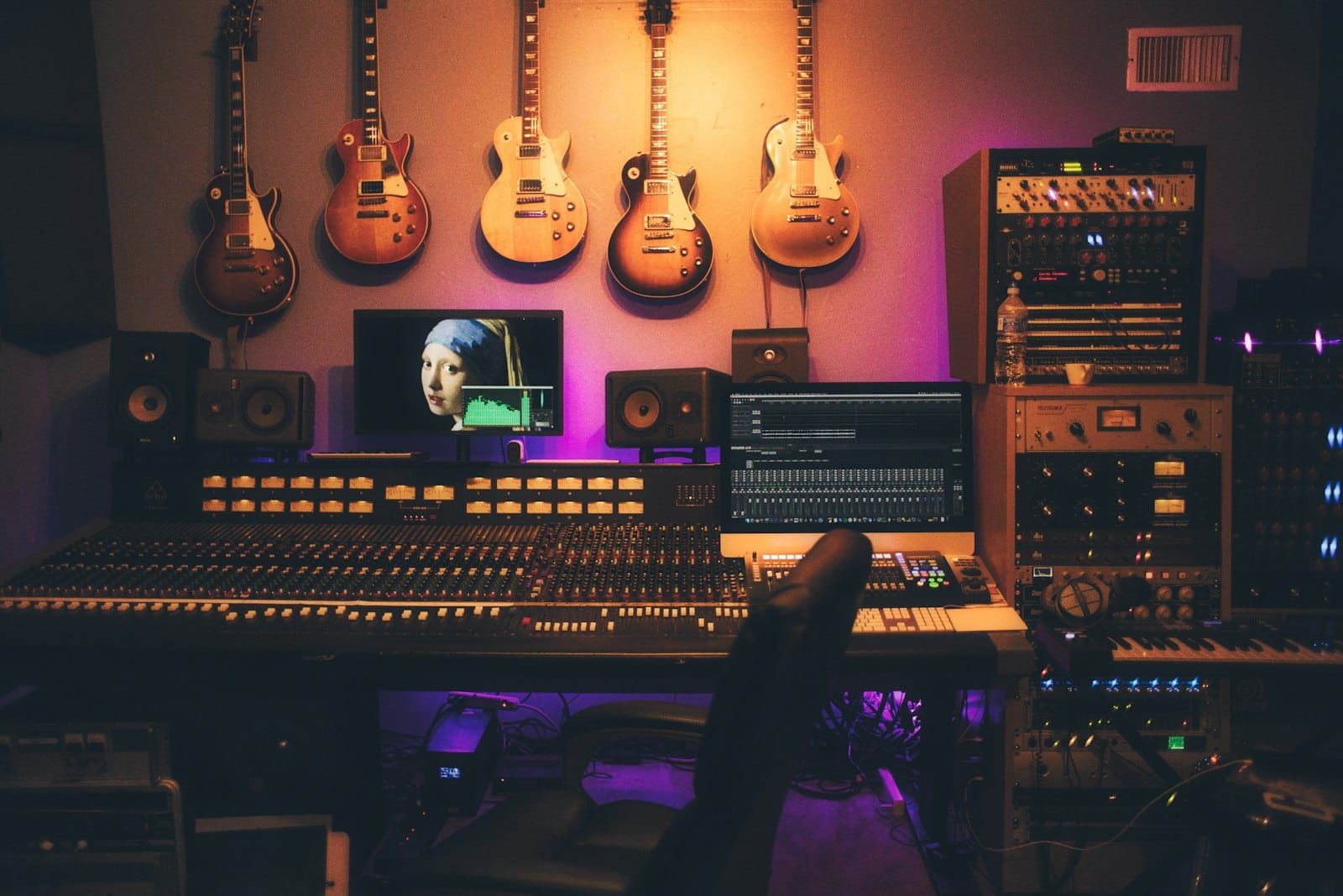 Arranging backing vocals and stacking harmony layers in a DAW at a Dubai recording studio
