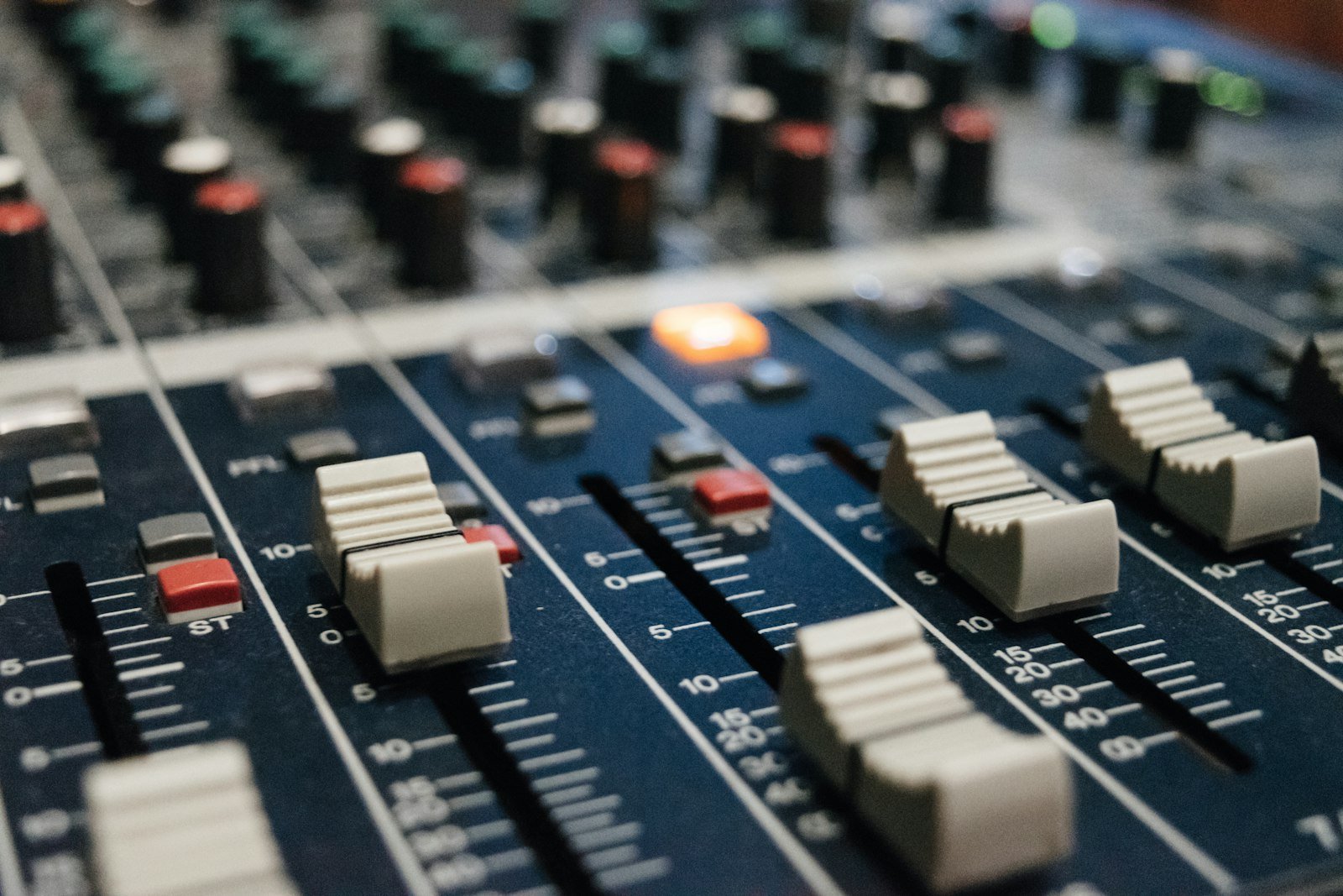 Mixing console used to mix recorded piano tracks at a Dubai music studio